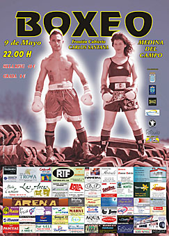 Cartel oficial de la velada de Boxeo que se celebrará el viernes, con las imágenes de Chuchi López y Laura de Castro.